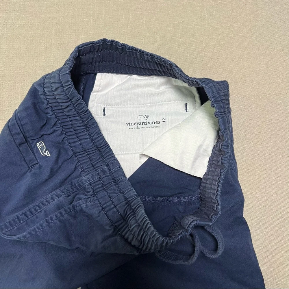 Vineyard Vines Boys Youth 12 Chino Pull On Pants Nautical Navy Cotton